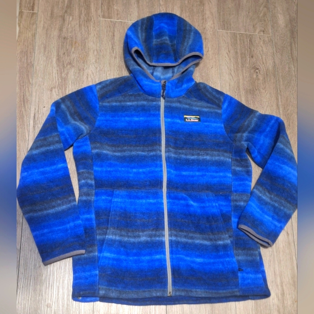 New L L BEAN Fleece Jacket Boys Size 18 Full Zip Hood